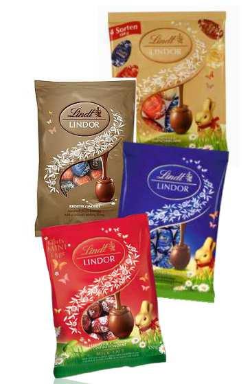 Velikonoční nabídka čokolády LINDT 2017 667467 Lindor Mini Eggs Assorted 180g Mix plněných čokoládových vajíček Cena: 110,50 Kč/kus 667458 Lindor Mini Eggs Assorted 100g Mix plněných čokoládových