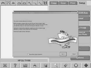 Chcete-li přidat novou tiskárnu HP Designjet do seznamu tiskáren v softwaru skeneru, postupujte takto: : Na dotykové obrazovce přejděte a kartu Setup (Nastavení).
