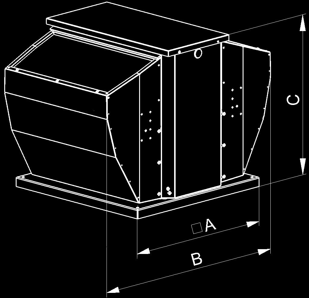 VENTILÁTORY H ZMĚRY, HMOTNOSTI, VÝKONY Nejdůležitější údaje o rozměrech ventilátorů typu jsou uvedeny na obrázku 2 a v tabulce 5.