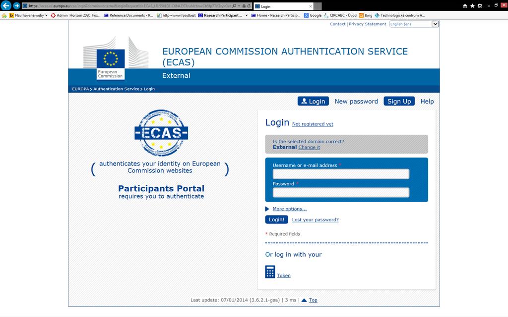 ECAS account log-in Access from