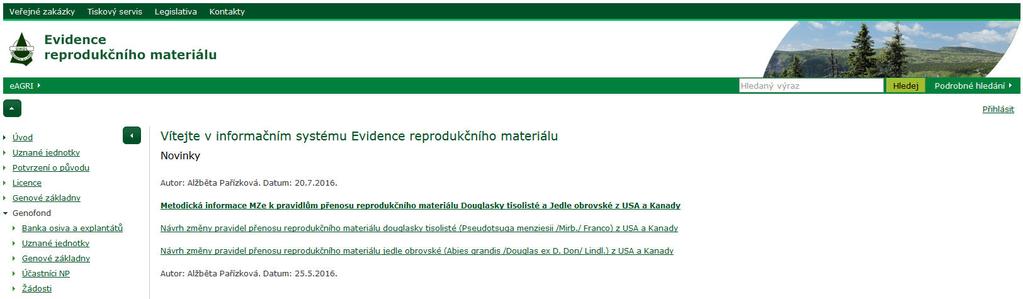 Informace o nakládání s reprodukčním materiálem lesních dřevin ČR 2016