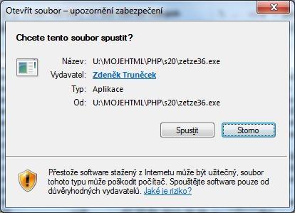 Připojujete-li se k internetu z počítače, ve kterém máte Účto, můžete si vybrat, zda zahájíte instalaci přímo z www-stránek nebo soubor napřed stáhnete do počítače a následně budete instalovat.