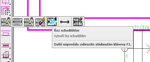 Editace schodiště Řez schodištěm Postup: Zadáme 1. a 2.