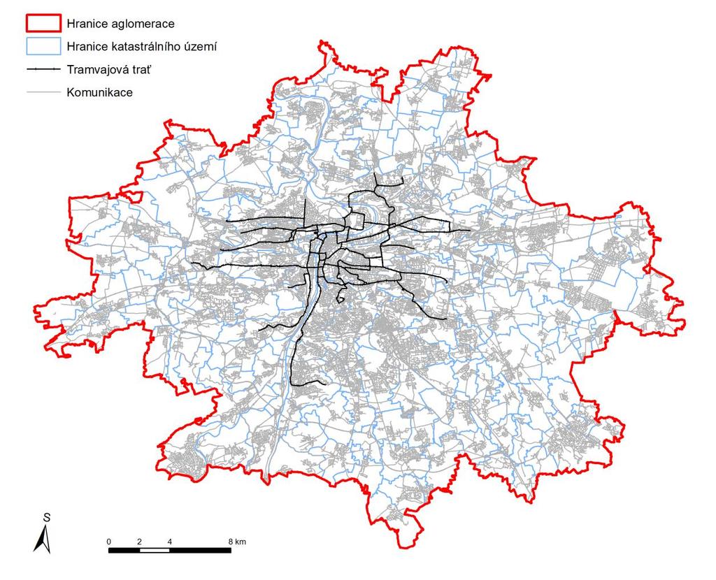 Obr. 6 Kmunikační síť na území aglmerace Zdrj dat: ZABAGED, IPR Praha Na území aglmerace Praha je jedním z dminantních zdrjů akustických emisí právě silniční a tramvajvá dprava prvzvaná na různých