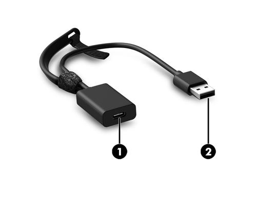 Součásti adaptéru Součást Popis (1) Port USB Type-C Slouží k připojení adaptéru k dokovací stanici. (2) Konektor rozhraní USB 3.0 Slouží k připojení dokovací stanice k portu USB 3.