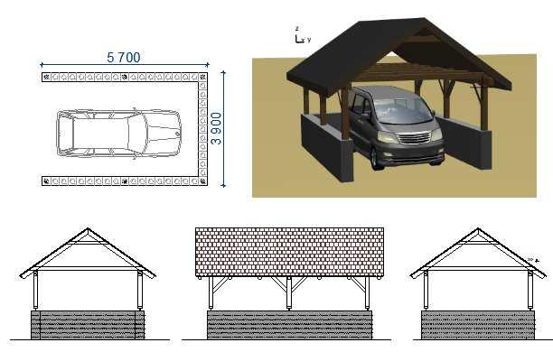 6.8 Garážové stání, rozměry 5,7*3,9 m (oznámení stavby, bez PD) - kompletní projektová dokumentace na vyžádání - usazení objektu na pozemek bez dalšího poplatku - cena tvárnic suchého zdění na stavbu