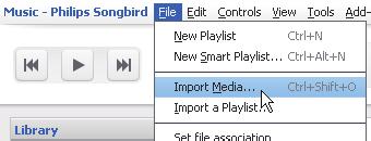4 Klepněte na možnost Browse (Procházet) a vyberte centrální složku (například D:\ Média Songbird) jako složku, kterou chcete sledovat.