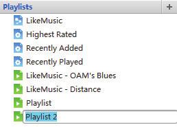1 V nabídce Playlists (Seznamy skladeb) vytvořte nový seznam skladeb kliknutím na symbol. Vytvoří se nový seznam skladeb. 2 Pojmenujte nový seznam skladeb podle sebe.