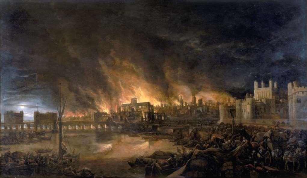 Velký mor (1665-6) Velký požár Londýna (1666) během moru zahynulo téměř 100