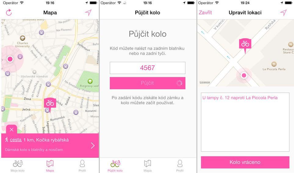 PŘÍLOHA 8 Ukázka uživatelského rozhraní aplikace pro ios systému Rekola