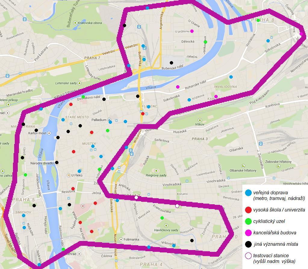 Obrázek 34 - Mapa hlavních uzlů systému NiCOla Zdroj: vlastní Do kategorie jiná významná místa spadají např.