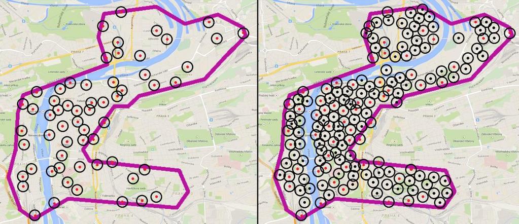 do doporučených maximálně 300 metrů, přičemž tento fakt by byl vyvážen v okrajových málo zalidněných oblastech typu (již zmíněného) Rohanského nábřeží.