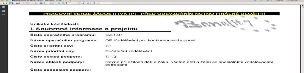 Nápověda v této záložce jsou k dispozici popisy jednotlivých polí pro každé okno, nápověda umožňuje snazší orientaci.