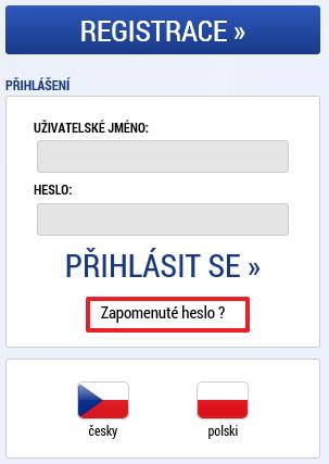 11 Zapomenuté heslo V případě, že uživatel zapomene heslo, klikne na odkaz Zapomenuté heslo? na úvodní obrazovce v bloku přihlášení.