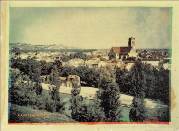 Barevná fotografie r. 1868 - Louis Arthur Ducos du Hauron dva barevné systémy: - subtraktivního (žlutá, azurová, purpurová) - aditivního (červená, zelená, modrá) Pohled na Agen r.