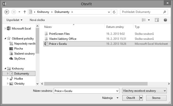 Otevřít (viz obrázek 2.23). Obrázek 2.22 Otevření uloženého sešitu Obrázek 2.