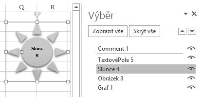 Vkládání dat Vybrat objekty Umožňuje zapnout nebo vypnout režim, kdy vybíráme na listu pouze jednotlivé objekty (graf, obrázek, klipart, textové pole, ).