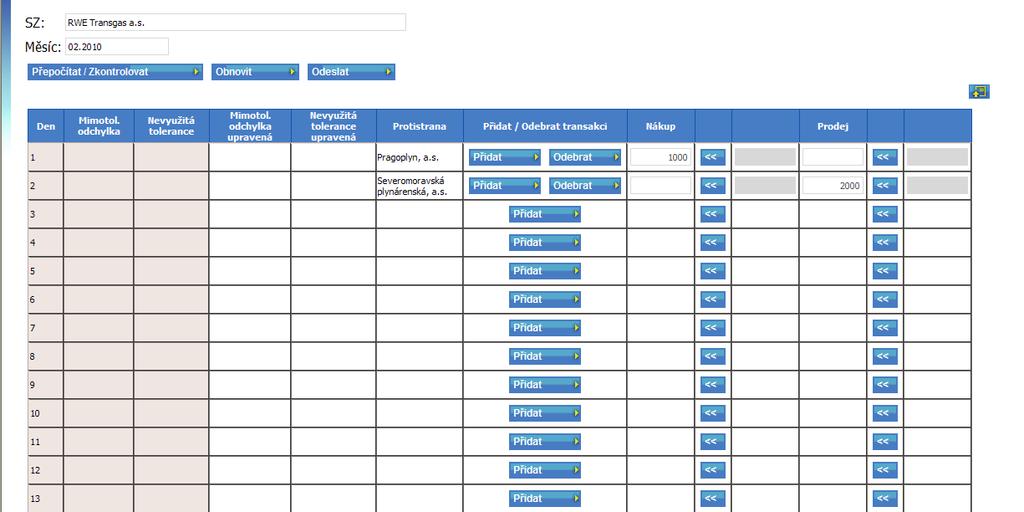 55 3.7 Registrace dvoustranných obchodů s nevyužitou tolerancí Funkce slouží subjektům zúčtování pro zadávání obchodů s nevyužitou tolerancí (NT).