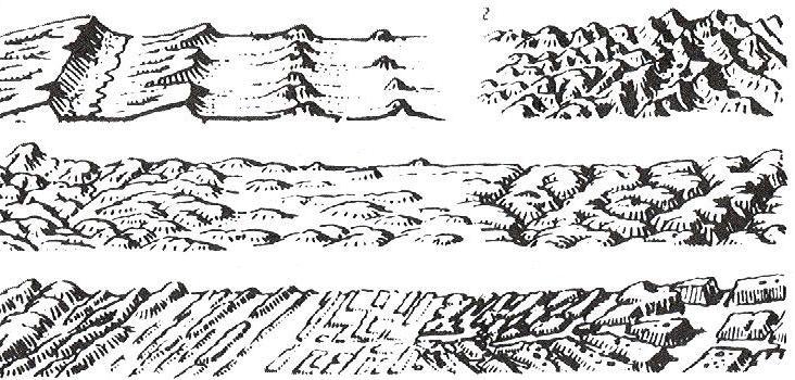 5.1.1 Fyziografický způsob Rozpracováním kopečkové metody, americkým kartografem Raiszem, který vytvořil velice podrobnou soustavu vyznačování jednotlivých krajinných typů [6], vznikl fyziografický