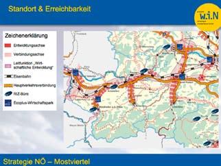 Hospodářská lokalita a dosažitelnost Přednostní dopravní nosiče protínají region ve východo-západním směru a jsou zárukou hospodářské dynamiky a rozvoje celého Mostviertelu.