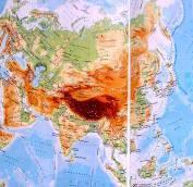 ASIE POLOHA, ROZLOHA, POVRCH - 44,5 mil.km 2-29,6% souše - S Evropou vytváří kontinent Eurasie. Od krajních pevninských bodů měří ve směru od západu na východ 11 000 km a od severu na jih 8500 km.