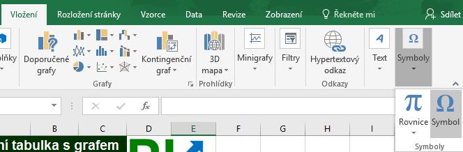 Kapitola: 8) Vložení symbolů 8) Vložení symbolů Podobně jako v MS Wordu i v Excelu lze do