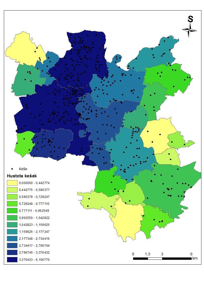 Obr. 21: Hustota keší Zdroje podkladových dat: ZM 10,