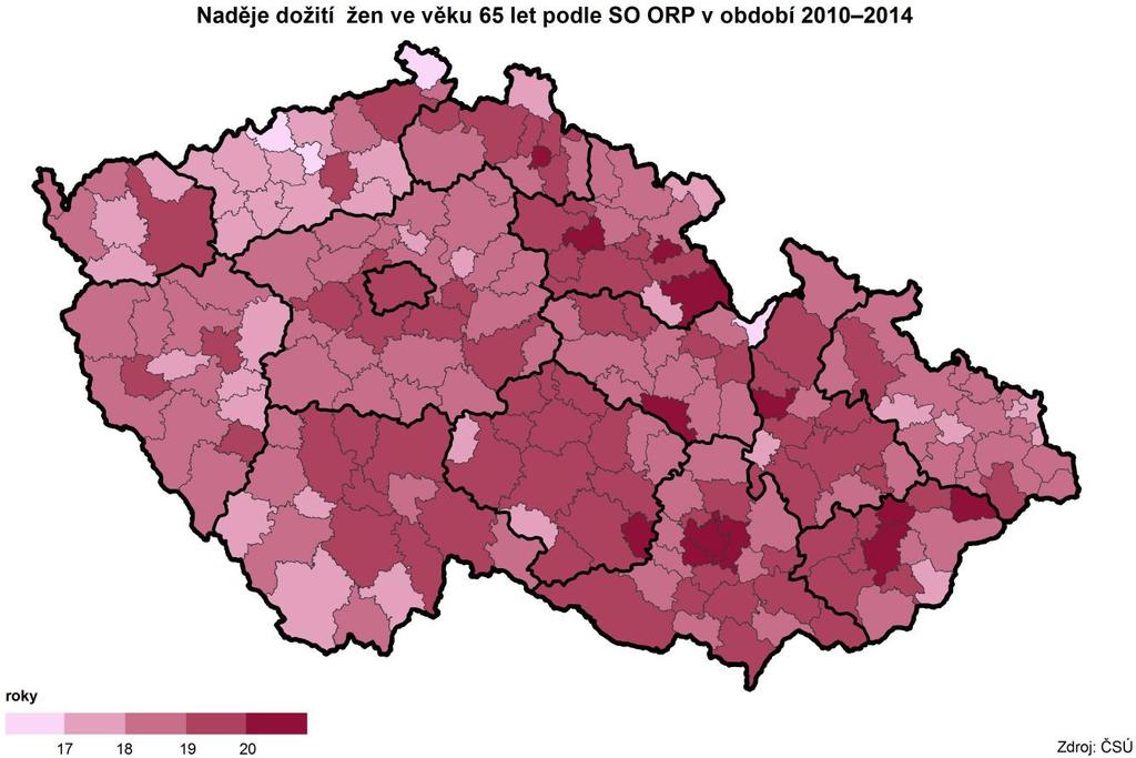 Pětašedesátiletí muži ze správního obvodu ORP Žamberk s nejdelší nadějí dožití v rámci Pardubického kraje se umístili v republikovém srovnání na 4.