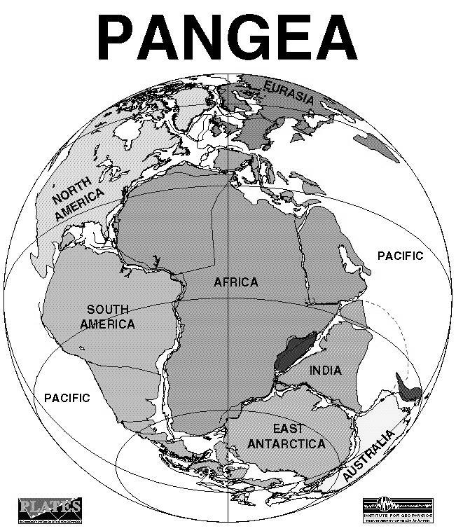 vznik jediného kontinentu Pangea