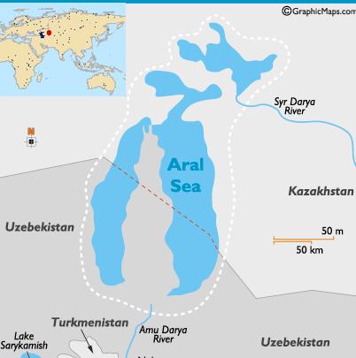 Aralské jezero problém s vysycháním (kdysi 4. největší jezero světa) Tab. 4. Charakteristika Aralu (zdroj: alldownstream.wordpress.com, 2011).