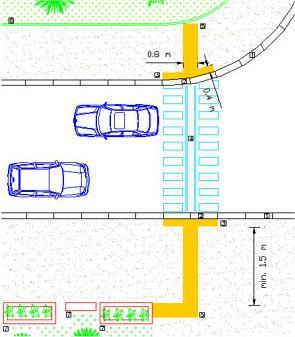 Přirozená vodící linie - obrubník Sp Vp +2cm