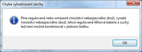 Lithiové baterie Poznámka: Lithiové baterie se nesmí posílat s nebezpečným zbožím typu Plně