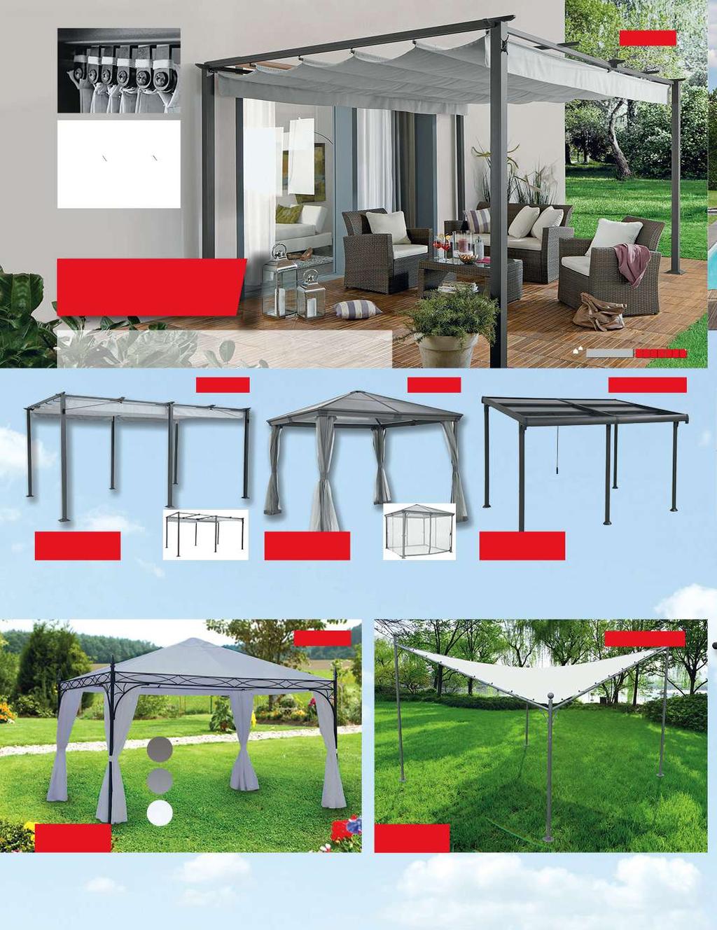 3 x 4 x 2,3 m NASTAVITELNÉ A FUNKČNÍ! Střechu pavilonu je možné nastavit zcela jednuše. Pomocí lankového mechanismu shrnete střechu ple potřeby a můžete užívat slunečného počasí do sytosti.