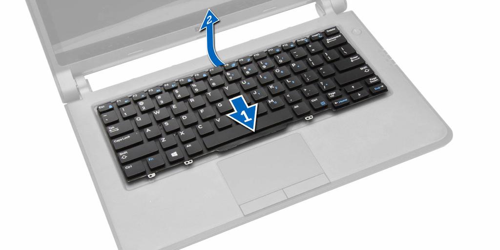 3. Odstraňte šrouby, které připevňují klávesnici k počítači. 4.