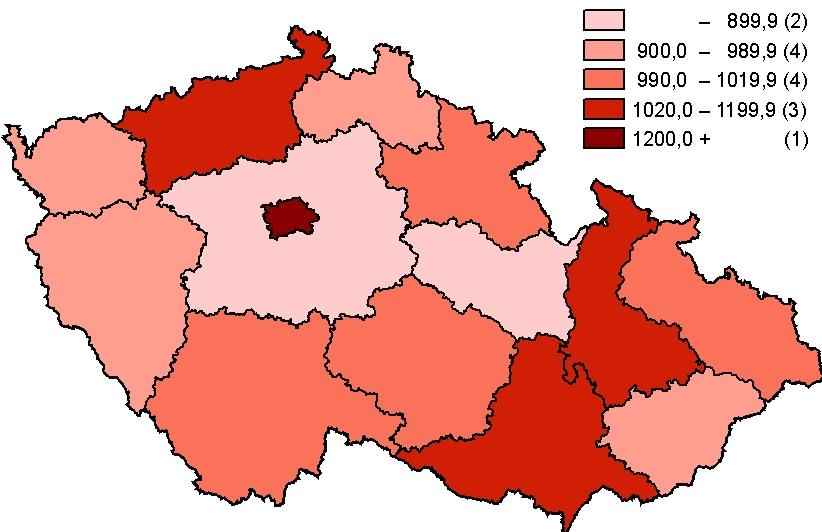 Akutní lůžka v nemocnicích na 10 000 obyvatel k