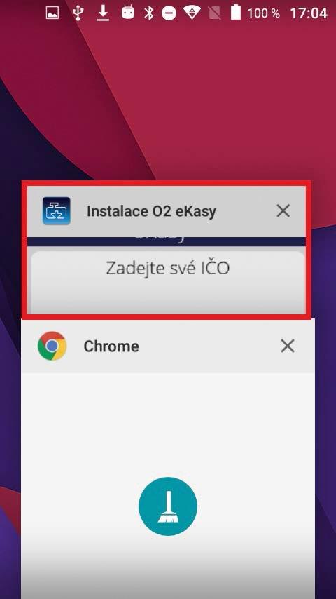 c. Zde vybereme kartu aplikace Instalace O 2 ekasy a klikneme na ni. d. Tím se vrátíme zpět do registrace a můžeme pokračovat. 7.