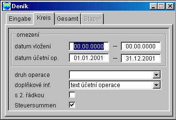 Tisk deníku po druzích operací Tisk účetních zápisů bude vybrán a roztříděn dle druhu operace (1. kritérium třídění), dle částky za druh operace, a roztříděn dle data účetní operace (2.