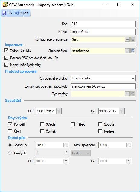 dat a načítání seznamů potřebných pro práci Money Import seznamů Geis Modul v Money zautomatizuje import seznamů vydávaných přepravní společností Geis, bez kterých není možné vystavit a exportovat