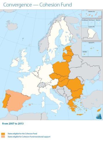 Fond soudržnosti - 2007-2013 Poskytuje pomoc danému státu na národní úrovni Fond soudržnosti 2007-2013 Financuje přímo vybrané operační