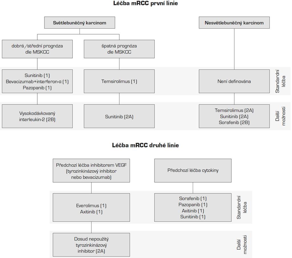 Špatná prognosa: 3 a více faktorů Skórovací systém pro léčbu temsirolimem modifikovaná MSKCC kritéria (Hudes, 2007): LDH > 1,5 násobek horní hranice normy Hemoglobin < dolní hranice normy Sérové