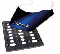 Mister X obdrží: 1 bílou hrací figurku kšilt pro Mistra X (zabrání, aby detektivové viděli, kam se Mister X dívá) tabulka jízd s vloženým papírem 1 tužka (není součástí hry) lísky: 5 x černý lístek 2