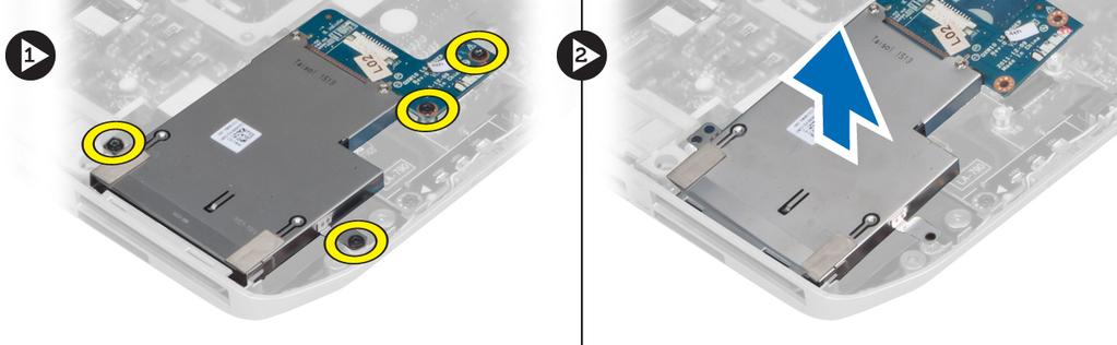 Instalace opěrky rukou 1. Umístěte sestavu opěrky rukou na její původní pozici v počítači a zatlačte ji na své místo. 2.