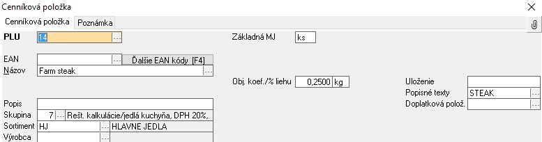 Automatický ponúknuť výber popisného textu po predaji položky v niektorých prípadoch je žiadané vždy zadať k predávanej položke poznámku (napr.