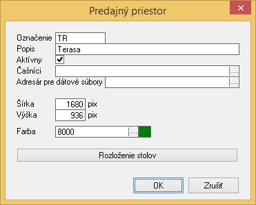 8 NASTAVENIE PREDAJNÝCH PRIESTOROV Predajné priestory sa definujú v programe cez menu Číselníky Sklad Otvorené účty, dotykové obrazovky Predajné