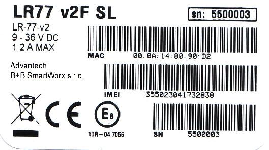 LR-77-v2 Basic verze v kovové krabičce Tabulka 2: Značení dodávky Obrázek 8: Štítek