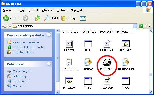 dvakrát levým tlačítkem myši na soubor s ikonou tiskárny a názvem PRINTMAN.exe.