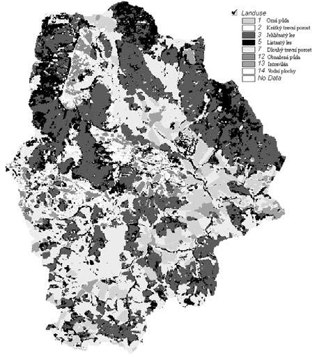 Použitá data pro povodí Polečnice 1) Digitální model terénu (Digital Elevation Model - DEM) Zdrojem byl DMÚ 25, M 1:25 000 (VTOPÚ): vrstevnice s ekvidistantou 5m.