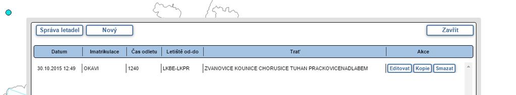 Vertikální profil obsahuje zobrazené bodové objekty do 3NM od trati, města do 3NM od trati s alespoň 10.000 obyvatel a prostory, které jsou tratí protnuty.