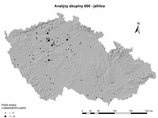 Skupina 500 plechové a drátěné předměty a skupina 600 jehlice Skupiny 500 a 600 zahrnují příliš mnoho rozdílných typů předmětů. Proto vyhodnocení jejich typového rozložení nemá valný význam.