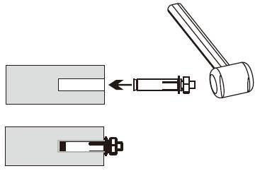 2. Odšroubujte matici s podložkou 1. Zasaďte šroub do otvoru 3. Instalujte hrazdu a zašroubujte matici pomocí klíče KROK 4b (montáž ke dřevěným trámům) Zjistěte, kudy procházejí trámy.